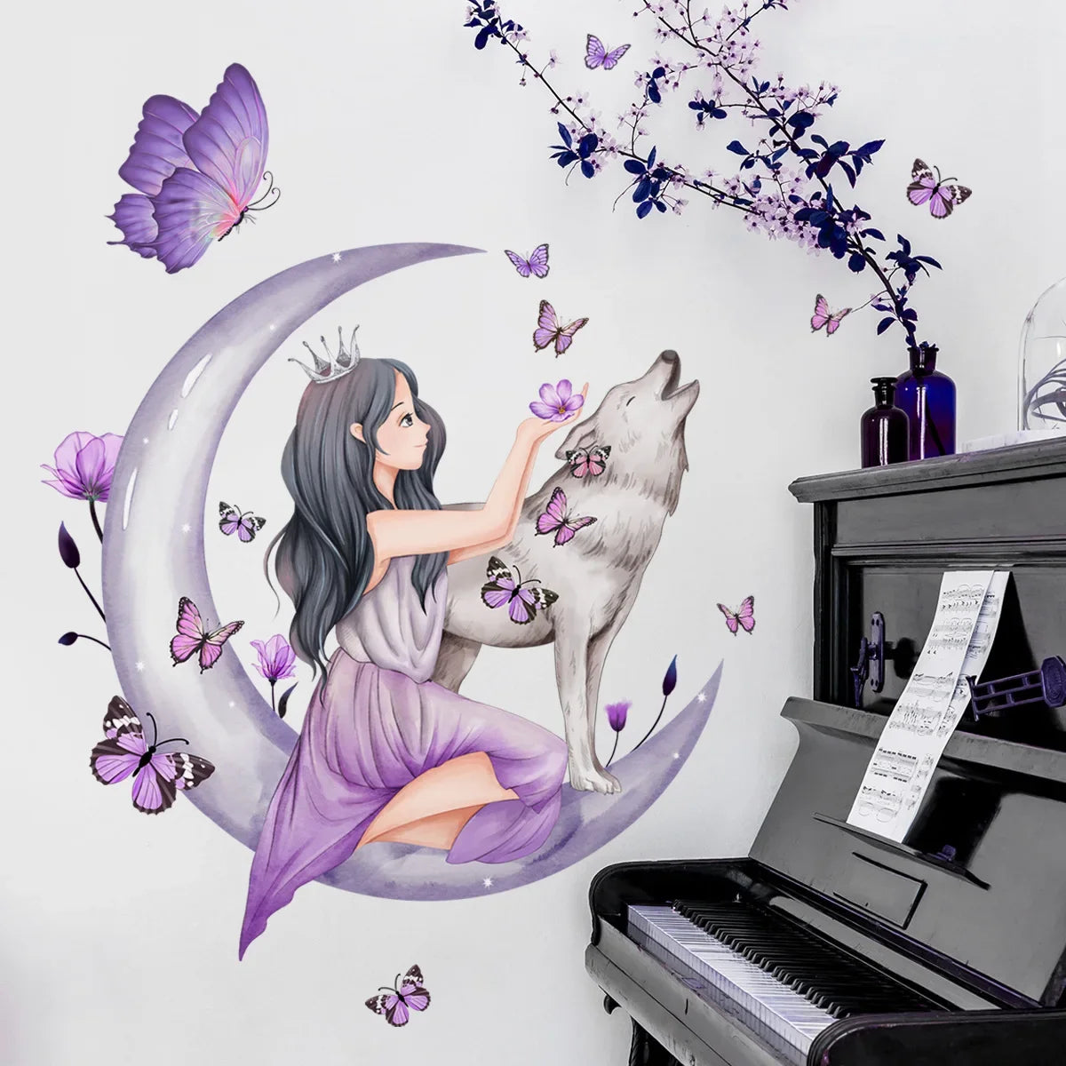 Cute Butterfly girl flower living room decorative stickers Girl Room Children bedroom background wall decorative wall stickers-HomeDecorDecals_com