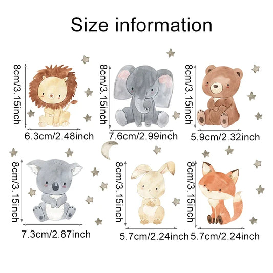 Cartoon Animal Wall and Switch Sticker Set | Kids Room Decor removable peel and stick wall decal by HomeDecorDecals.
