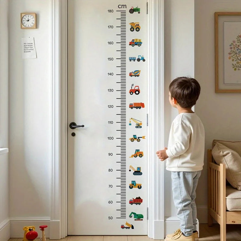 Brup Boy Room Growth Pictorial Wall Stickers-Colorful Construction Vehicle Wall Sticker Easy To Peel And Stick-HomeDecorDecals_com