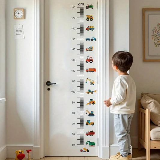 Brup Boy Room Growth Pictorial Wall Stickers-Colorful Construction Vehicle Wall Sticker Easy To Peel And Stick-HomeDecorDecals_com