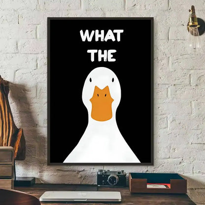 What The Duck Print Art Funny Cute Animal Poster Self-adhesive Art Waterproof Paper Sticker Coffee House Bar Room Wall Decor-HomeDecorDecals_com