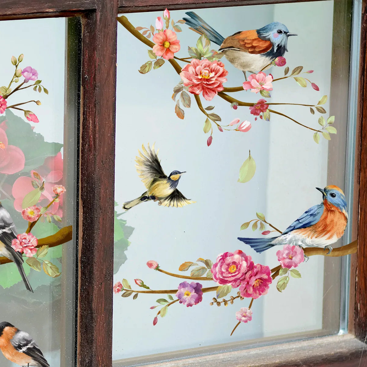 Spring Summer Flowers Birds Series Window Decoration Stickers Pvc Room Decoration Electrostatic Glass Shading Stickers-HomeDecorDecals_com