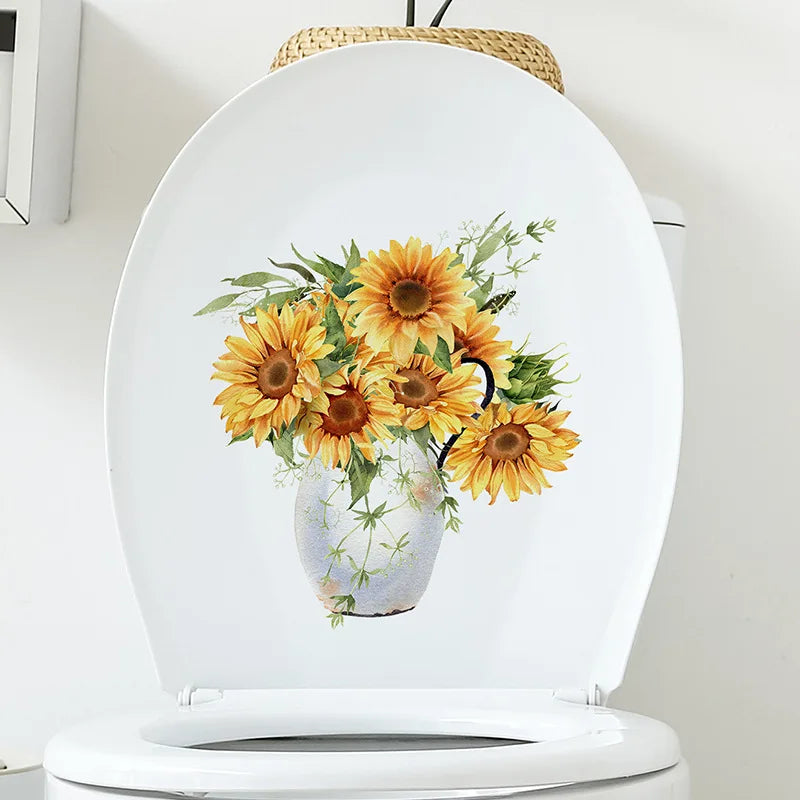 Green Plant Leaves Bathroom Toilet Sticker WC Closestool Wall Sticker Self Adhesive Mural Beautify Flower Home Decoration Decals-HomeDecorDecals_com