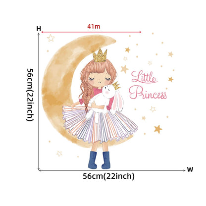 Girl Moon And Butterflies Wall Sticker for Kids Room-HomeDecorDecals_com