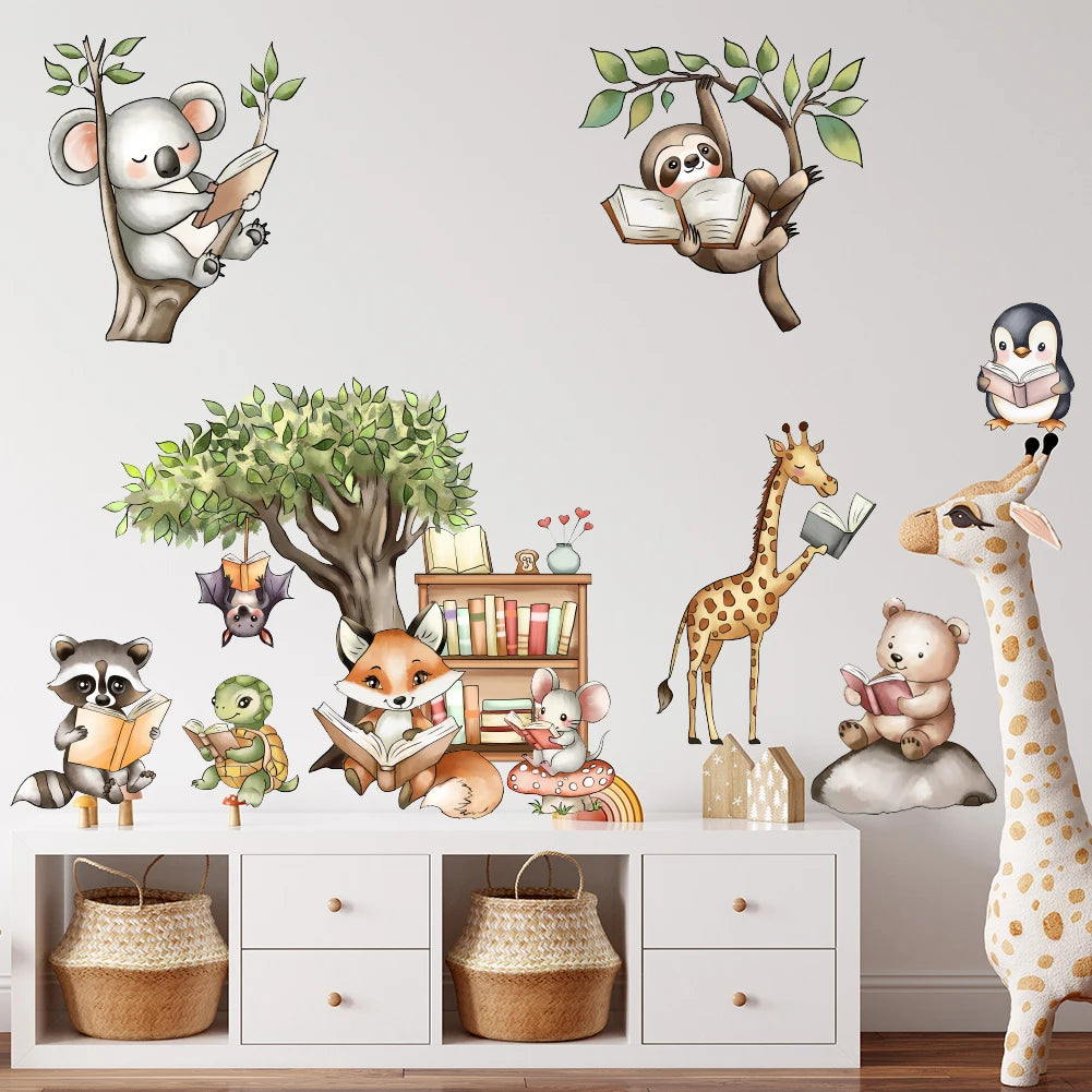 Animals Under The Forest Wall Stickers Children's Rooms Boys' Bedrooms Wallpapers Baby Rooms Decorations Jungle Animal Murals-HomeDecorDecals_com