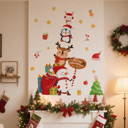 Cartoon Animal Christmas Wall Decal | Home Decor displayed in room decor by HomeDecorDecals.