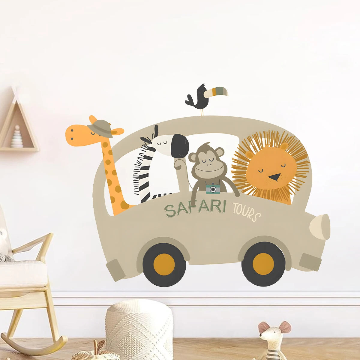 1Pc Giraffe lion cartoon Animal car wall stickers for kids room decoration bedroom wall decals living baby room decor 40*60cm-HomeDecorDecals_com