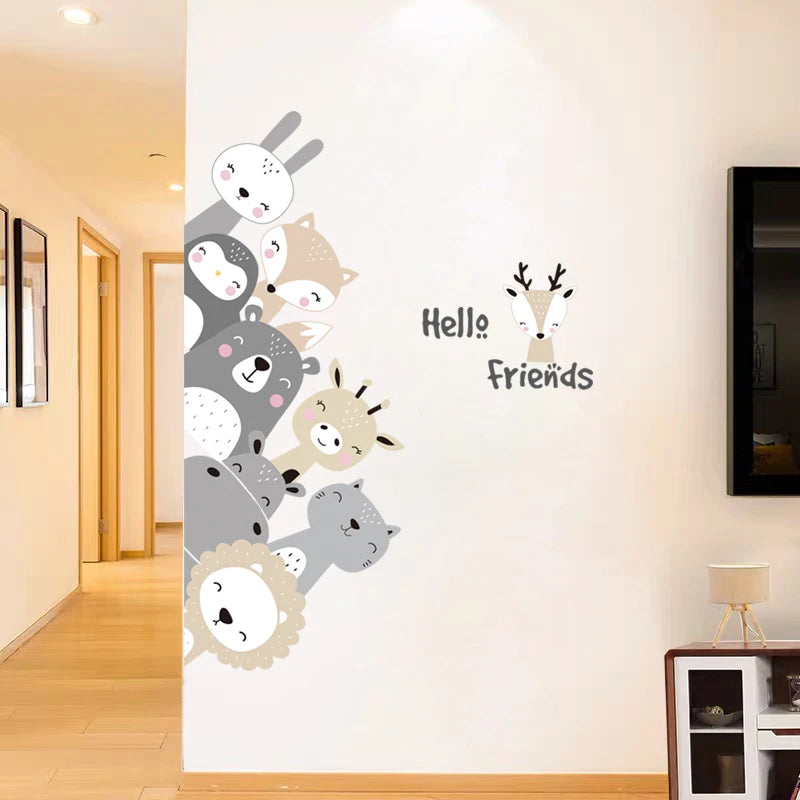 Cartoon Lion Bunny Forest Animals Wall Stickers for Children's Room Kids Room Bear Wall Decals for Baby Nursery Room Bedroom-HomeDecorDecals_com