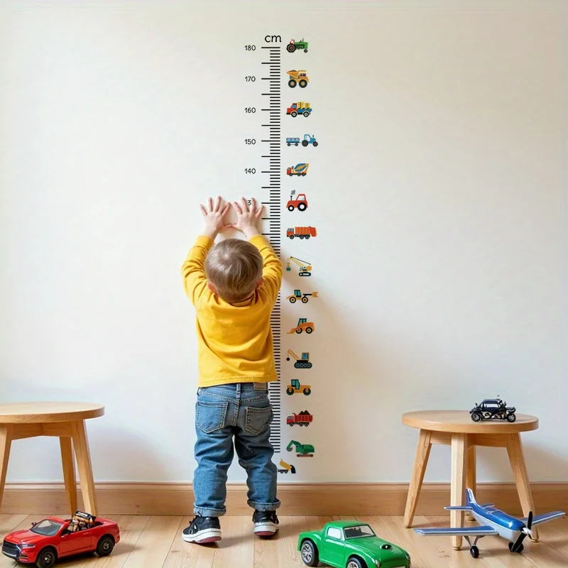 Brup Boy Room Growth Pictorial Wall Stickers-Colorful Construction Vehicle Wall Sticker Easy To Peel And Stick-HomeDecorDecals_com