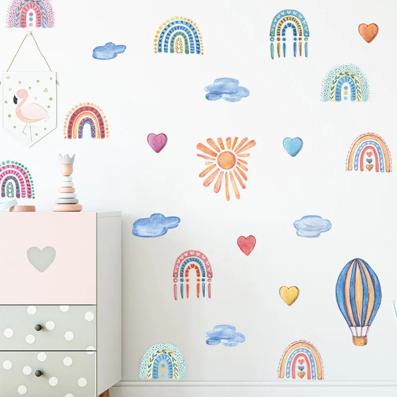 1x Cartoon Arch Rainbow DIY Wall Stickers for Baby Room Kids Bedroom Nursery Window Decor Removable PVC Decals Home Pieces Mural-HomeDecorDecals_com