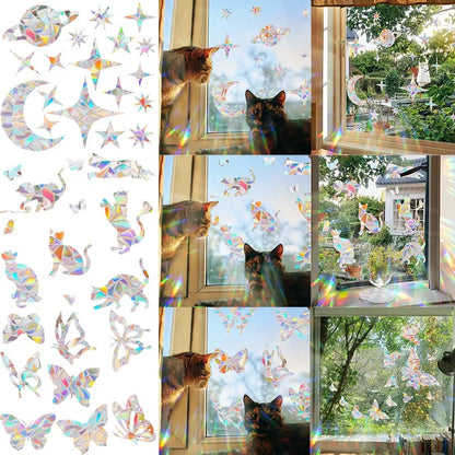 29 Stylels Rainbow Maker Sun Catcher Wall Stickers Cat Bird Star Mushroom Moon Sun DIY Window Glass Electrostatic Prisms Sticker-HomeDecorDecals_com