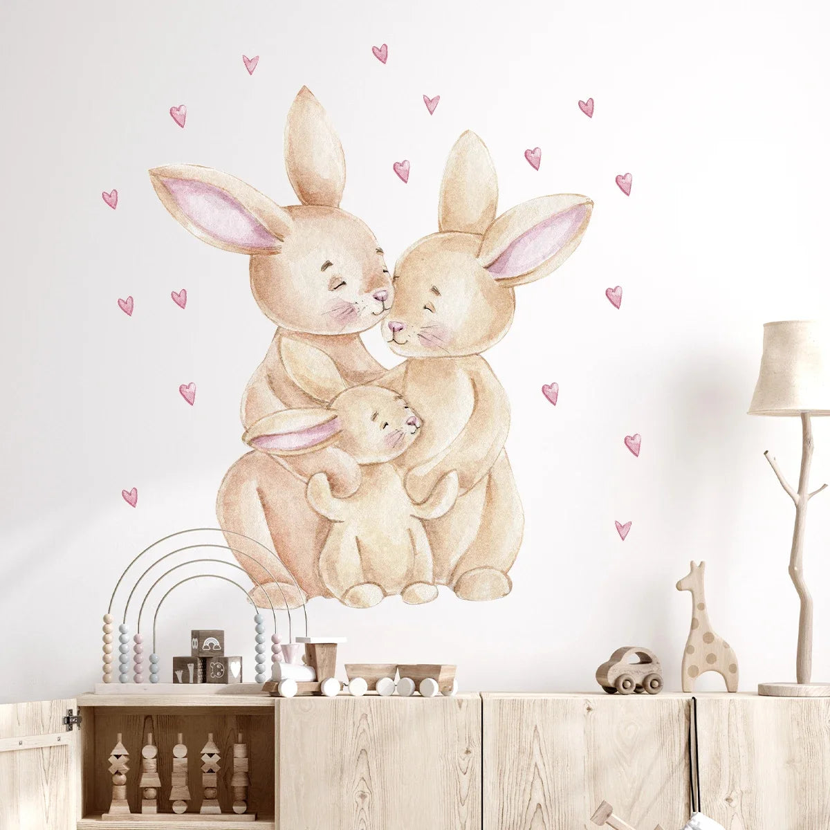 1Pc Cartoon Cute Love Heart Rabbit Wall Stickers for Kids Room Decor Baby Room Decoration Child Living Room Wall Decals DIY-HomeDecorDecals_com
