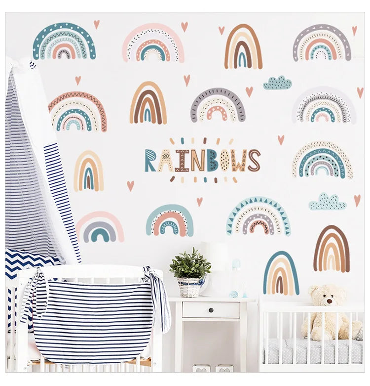 1x Cartoon Arch Rainbow DIY Wall Stickers for Baby Room Kids Bedroom Nursery Window Decor Removable PVC Decals Home Pieces Mural-HomeDecorDecals_com