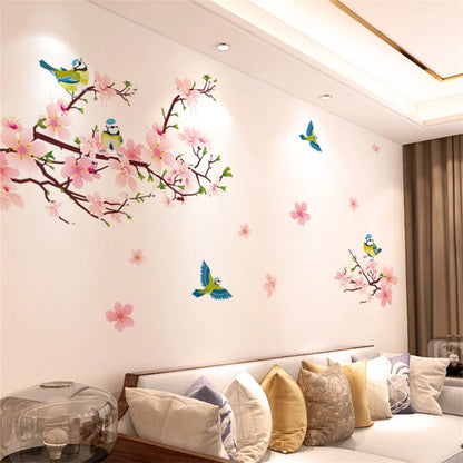 Close-up view of Flowers and Butterfly Wall Decal | Home Decor by HomeDecorDecals.