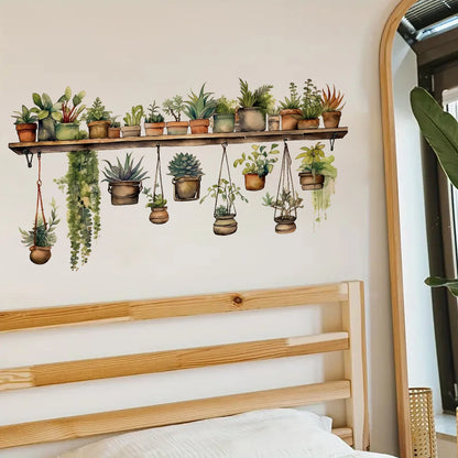Flower Shelf Potted Wall Decal | Home Decor design details by HomeDecorDecals.