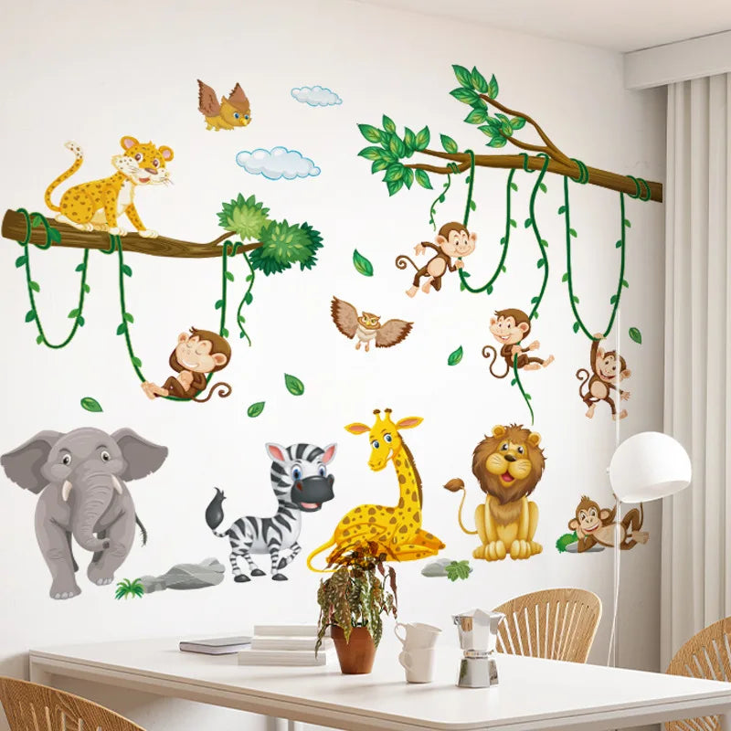 1 piece wall stickers elephant zebra giraffe monkey stickers living room sofa bedroom background wall decoration stickers-HomeDecorDecals_com