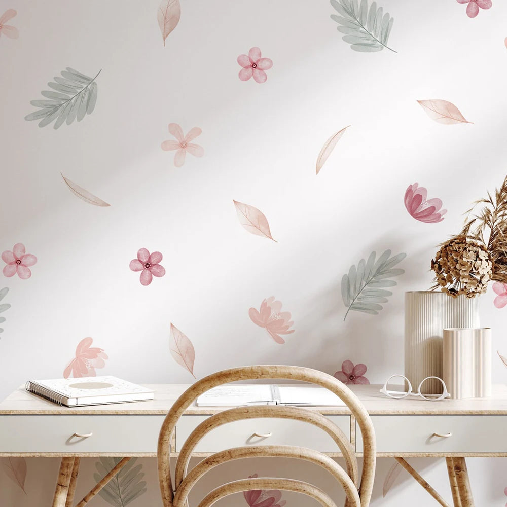 Boho Pink Floral Botanical Wall Decal | Home Decor by HomeDecorDecals.