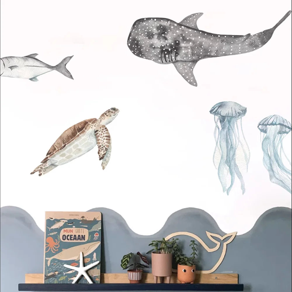 Underwater Sea Animals World Wall Decal | Home Decor displayed in room decor by HomeDecorDecals.