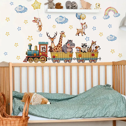Animal Train Wall Decal | Kids Room Decor removable peel and stick wall decal by HomeDecorDecals.