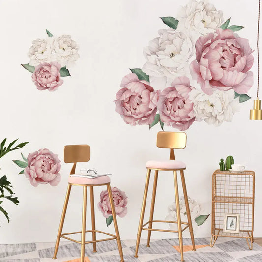 Pink White Peony Watercolour Wall Sticker-HomeDecorDecals_com
