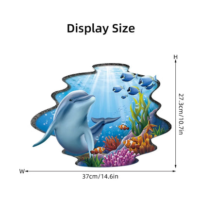 Cartoon Watercolour Marine Animal Dolphin Wall Stickers for Door Kids Room Wall Art Living Room Decoration for Bedroom Bathroom-HomeDecorDecals_com