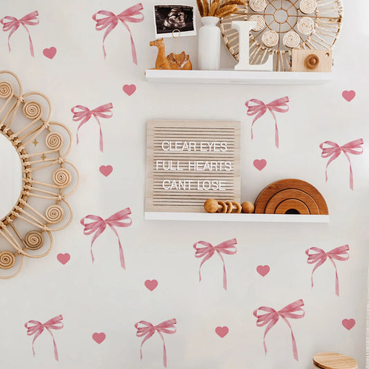 Pink Bow Love Wall Sticker | Home Decor removable peel and stick wall decal by HomeDecorDecals.