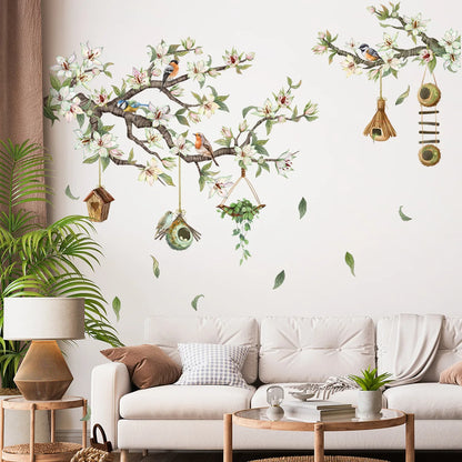 Branches Flowers Birds Wall Sticker Living Room Background Decor Decals Bedroom Decoration Self-adhesive Home Beautify Wallpaper-HomeDecorDecals_com