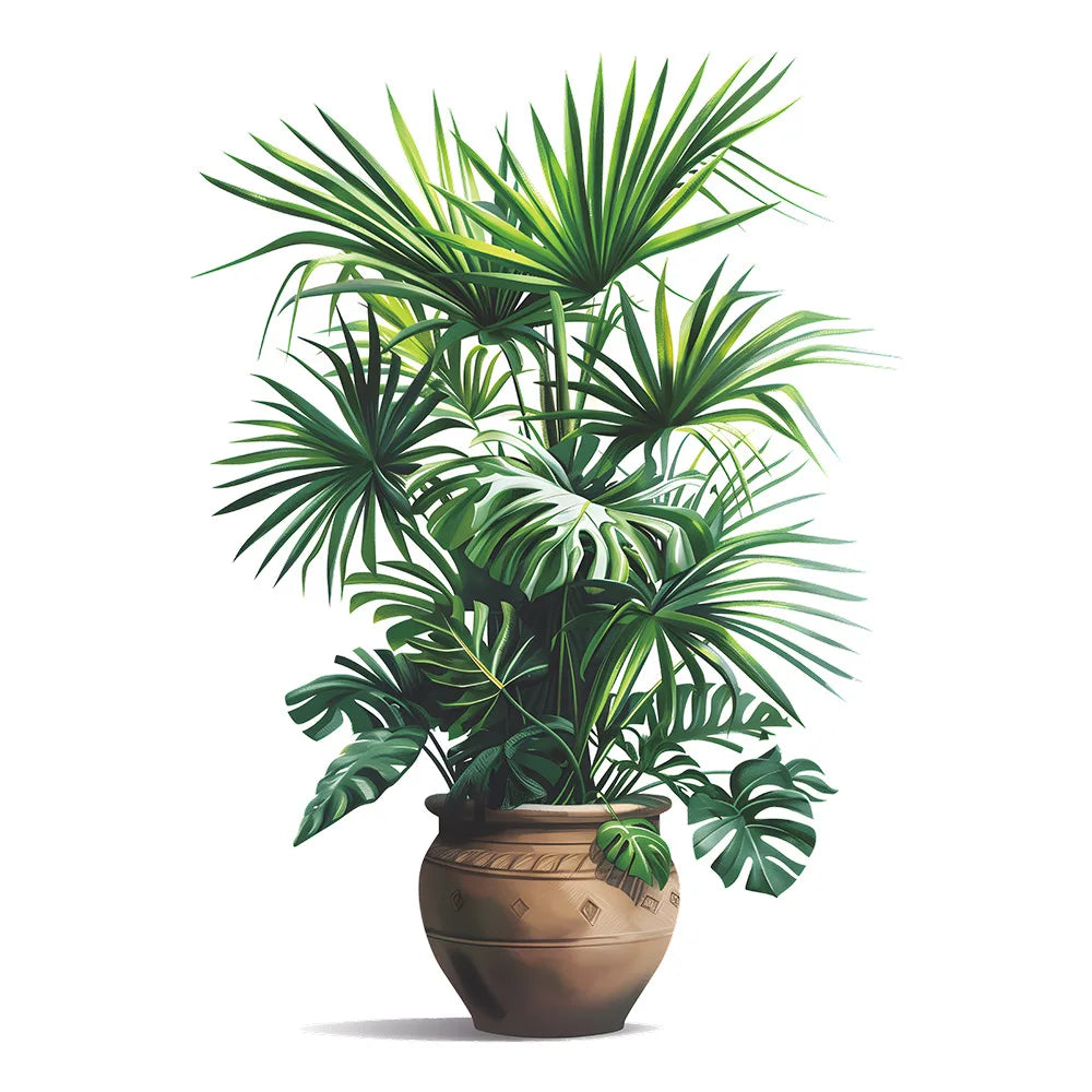 Green Plant Potted Plant Simulation Flower Pot Wall Sticker Bedroom Living Room Foyer Home Wall Decoration Sticker Self Adhesive-HomeDecorDecals_com