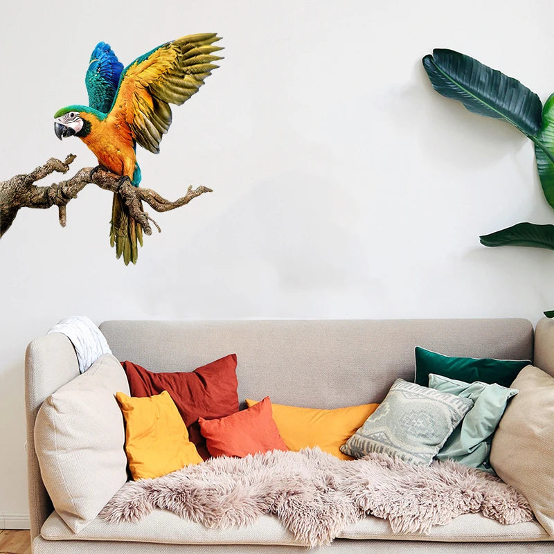 T148# Hand painted Parrot Wall Sticker Bathroom Toilet Decor Living Room Cabinet Home Decoration Decals-HomeDecorDecals_com