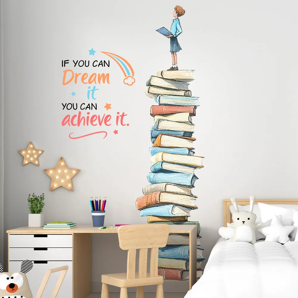 Boy Standing on a Book Wall Decal | Room Decor removable peel and stick wall decal by HomeDecorDecals.