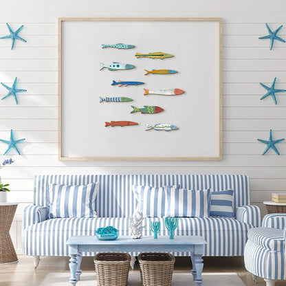 Colorful Hand - Painted Wooden Fish Wall Decorations: Add a Splash of Ocean Charm to Your Space-HomeDecorDecals_com