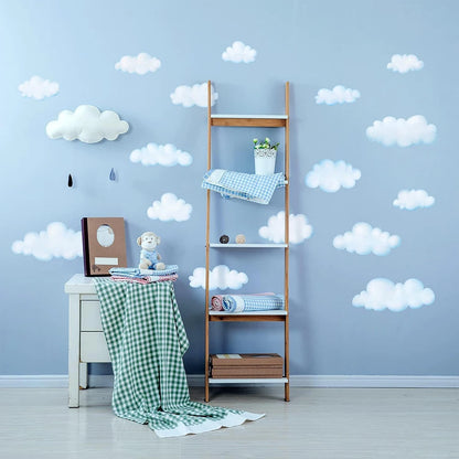 Boho Style Cartoon Light blue Clouds Wall Stickers for Kids Bedroom Home Decoration Bathroom Bathtub DIY Wall Art Wallpaper-HomeDecorDecals_com