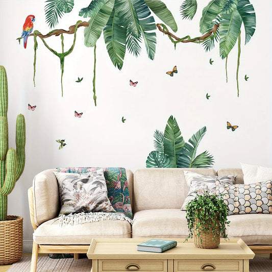 Watercolour Leaf and Butterfly Wall Decal | Kids Room Decor removable peel and stick wall decal by HomeDecorDecals.