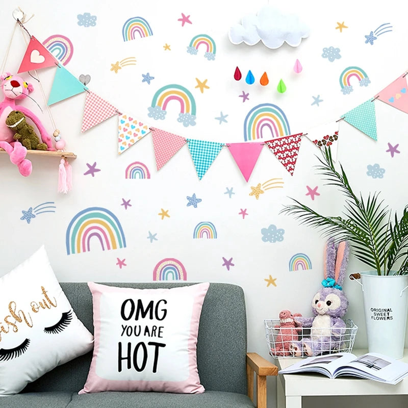 Cartoon Rainbow Luminous Wall Stickers Glow In The Dark Cloud Heart DIY Wall Decal For Baby Kids Room Nursery Home Decorations-HomeDecorDecals_com