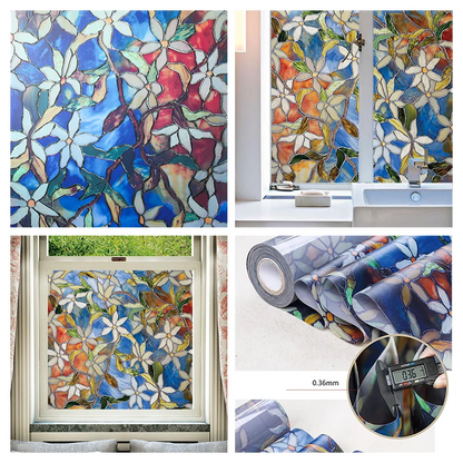Window Privacy Film Adhesive Film Static Clings 3D Decorative Flower Window Film Stained Vinyl Glass Christmas Window Sticker-HomeDecorDecals_com