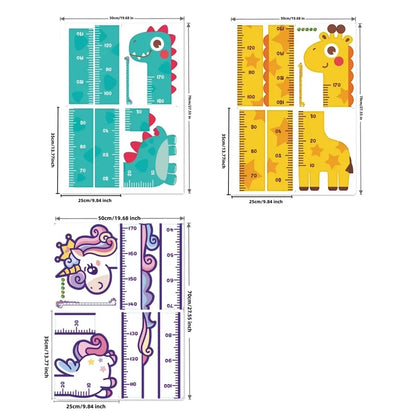 Children Growth Height Ruler Sticker To Measure And Record Kids Height With Unicorn Dinosaur Giraffe Cartoon Nursery Decor-HomeDecorDecals_com