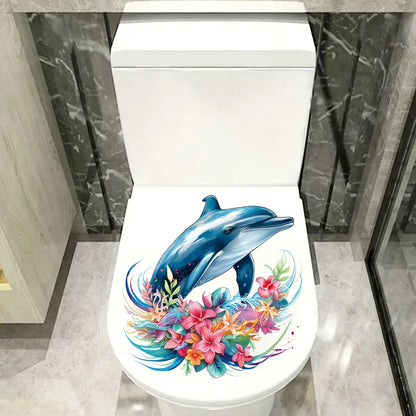 Watercolour Flower Dolphin Wall Stickers Decoration for Bedroom Wall Art Home Decore Living Room Door Kids Room Wall Decals-HomeDecorDecals_com