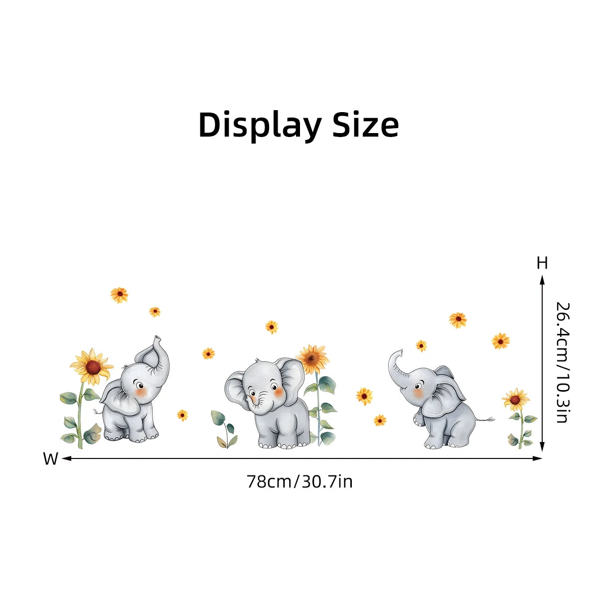 1pcs Cartoon Sunflower Cute Elephant Pattern Wall Stickers for Kids Room Bedroom Decoration Wall Decals Home Decor Nursery-HomeDecorDecals_com