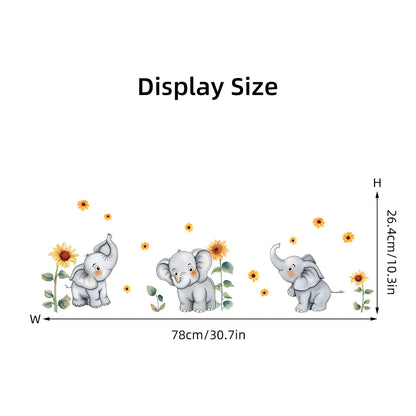 1pcs Cartoon Sunflower Cute Elephant Pattern Wall Stickers for Kids Room Bedroom Decoration Wall Decals Home Decor Nursery-HomeDecorDecals_com