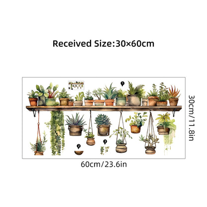 Flower Shelf Potted Wall Decal | Home Decor displayed in room decor by HomeDecorDecals.