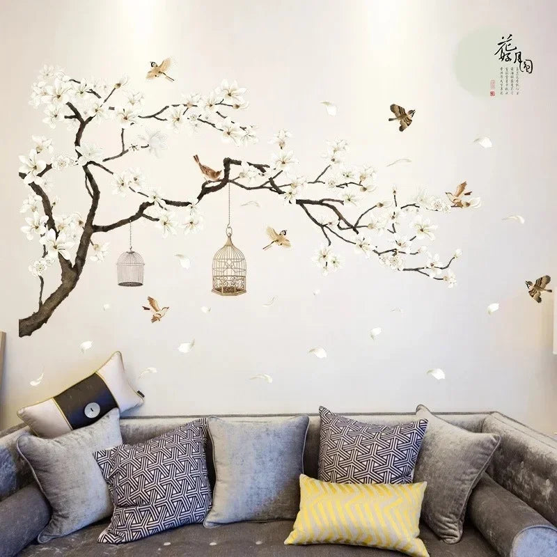 Big Size Tree and Birds Wall Decal | Home Decor removable peel and stick wall decal by HomeDecorDecals.