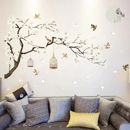 Big Size Tree and Birds Wall Decal | Home Decor removable peel and stick wall decal by HomeDecorDecals.