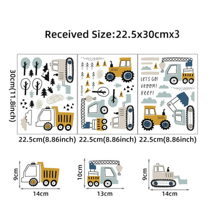 1pc Cartoon Cars Wall Stickers for Children Room Kids Room Truck Tractor Bedroom Wall Decoration Home Decor for The House-HomeDecorDecals_com
