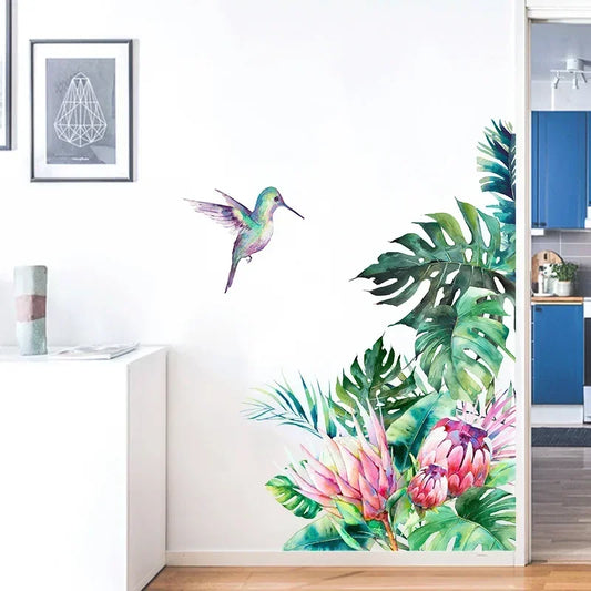 Tropical Flowers and Birds Mural Wall Decal | Home Decor by HomeDecorDecals.