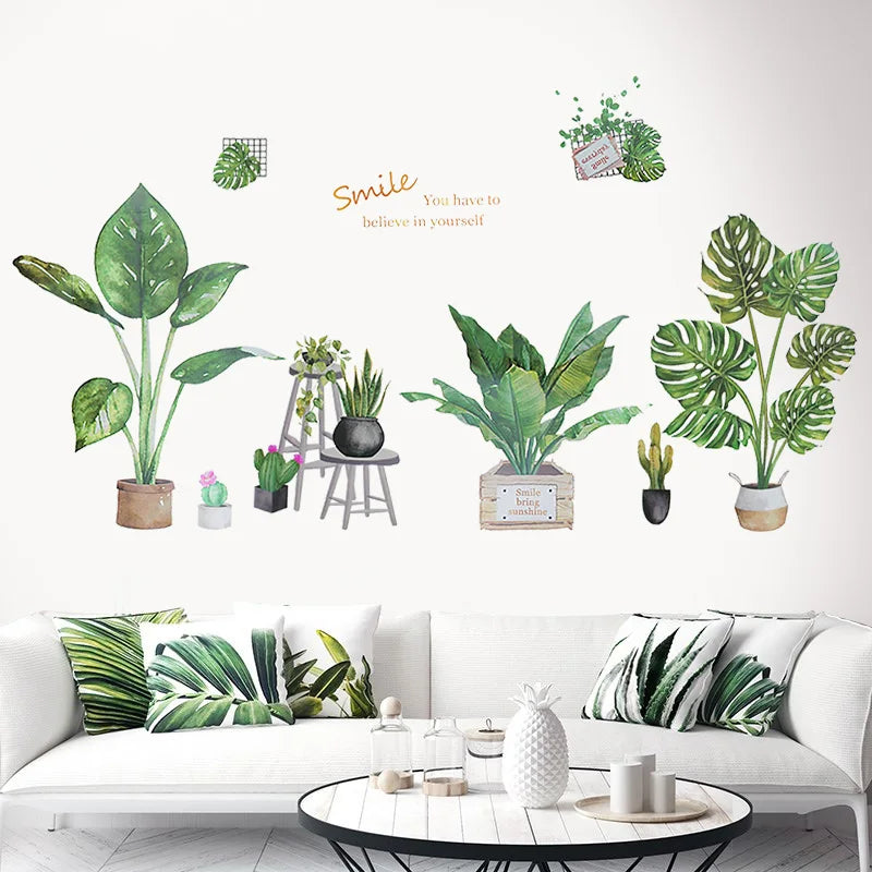 Additional view of Tropical Leaves and Flowers Wall Decal | Home Decor by HomeDecorDecals.