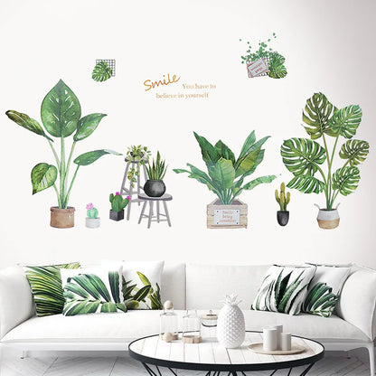 Additional view of Tropical Leaves and Flowers Wall Decal | Home Decor by HomeDecorDecals.
