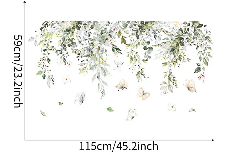 Close-up view of Watercolour Vines Wall Decal | Home Decor by HomeDecorDecals.