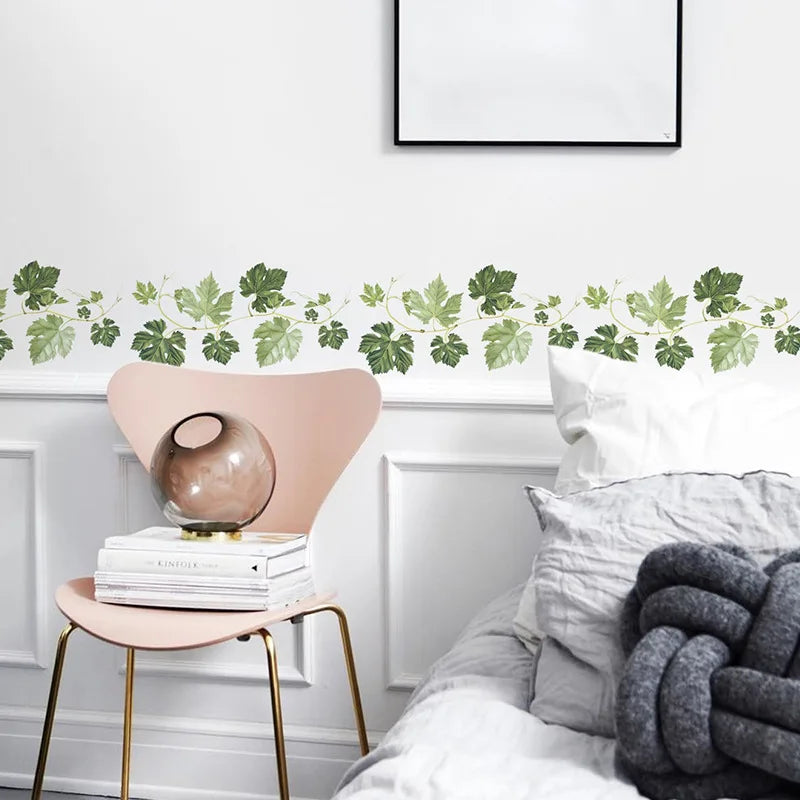 2PCS Green Plant Leaves Children'S Bedroom Living Room Porch Dormitory Home Decoration Wall Stickers Self-Adhesive-HomeDecorDecals_com