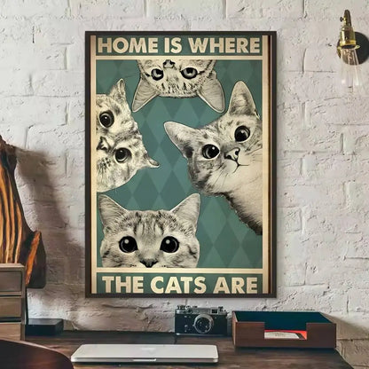 Cute Black Cat Art Are Poster Self-adhesive Art Waterproof Paper Sticker Coffee House Bar Dorm Room Wall Decor-HomeDecorDecals_com