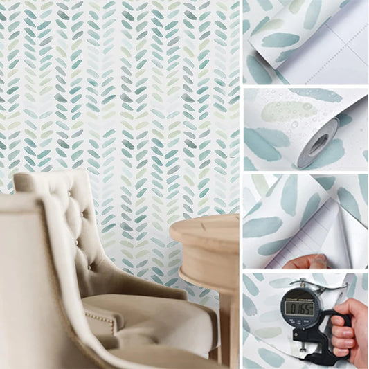 Green White Leaves Wallpaper | Home Decor by HomeDecorDecals.